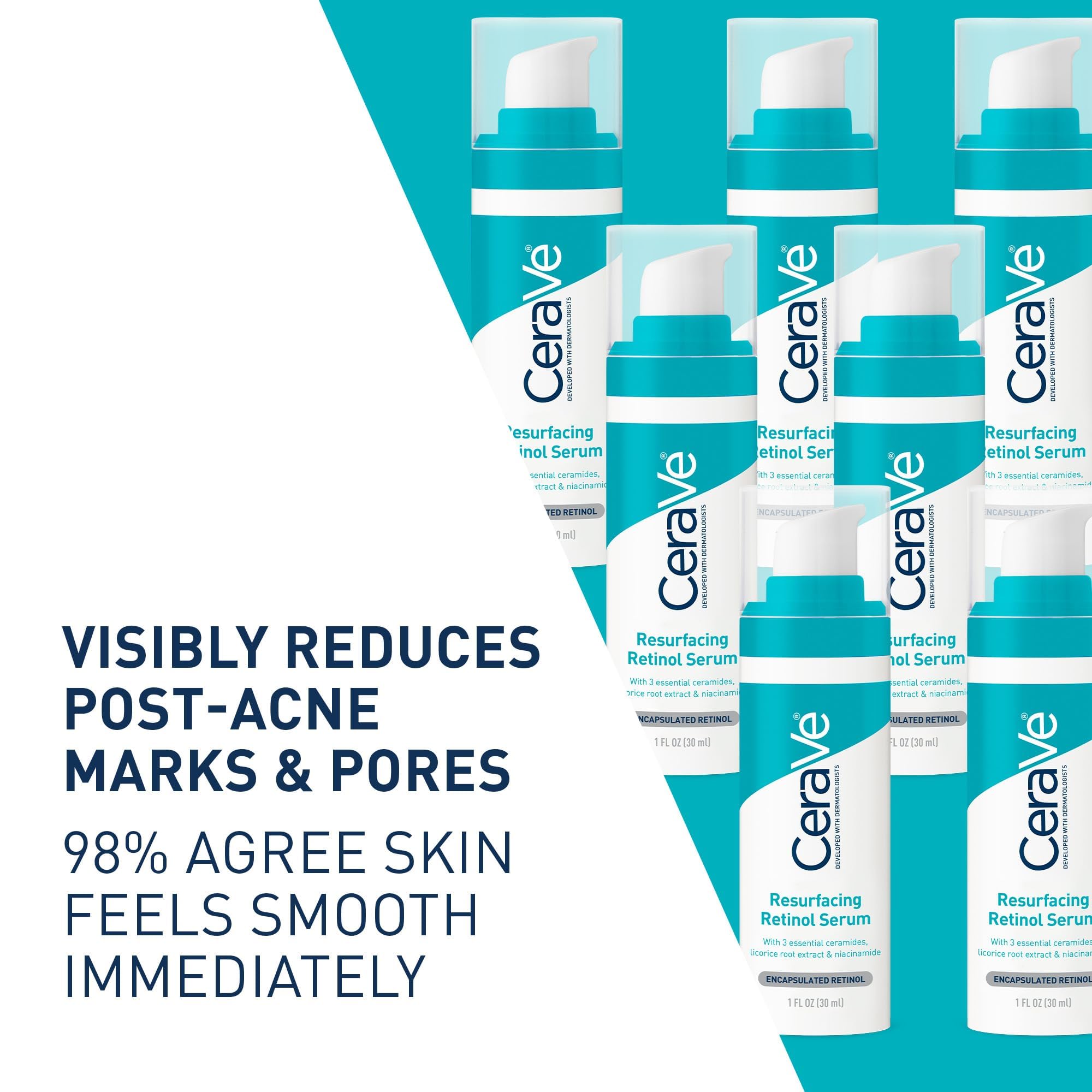 Version 1.0.0 CeraVe Suero de Retinol Renovador para Marcas Post-Acné, Formulado con Extracto de Raíz de Regaliz y Niacinamida, Suero Iluminador y Minimizador de Poros para el Rostro, Reparación de Barrera Cutánea - Imagen 1